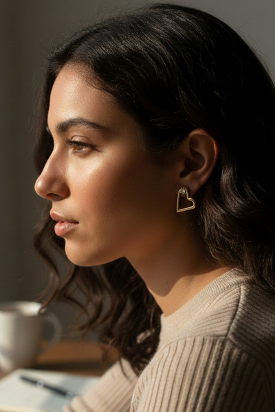 takimaster Silver Color Heart Steel Earrings