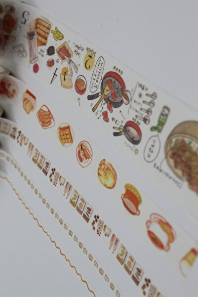 Kolbi Craft 5 Adet Yemek Temalı Washi Bant Seti Scrapbook Bullet Journal Ajan...