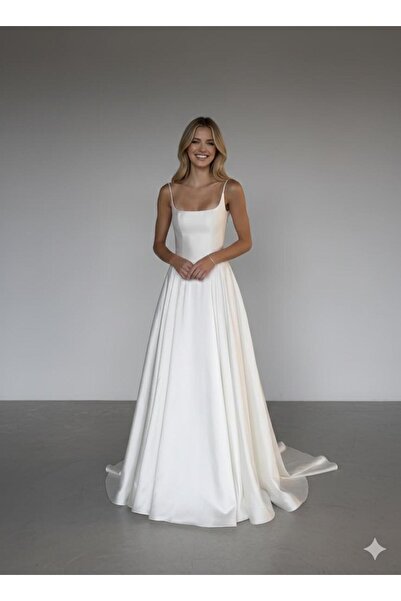 JOOHEM İNCE ASKI KARE YAKA SATEN GELINLIK