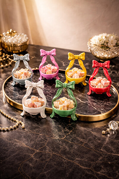 YzHome 6-Piece Colorful Plastic Ribbon Model Turkish Delight Serving Bowl 10*6cm