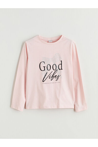 LC Waikiki Pink bicycle collar printed girl's t-shirt from gulis gi̇yi̇m