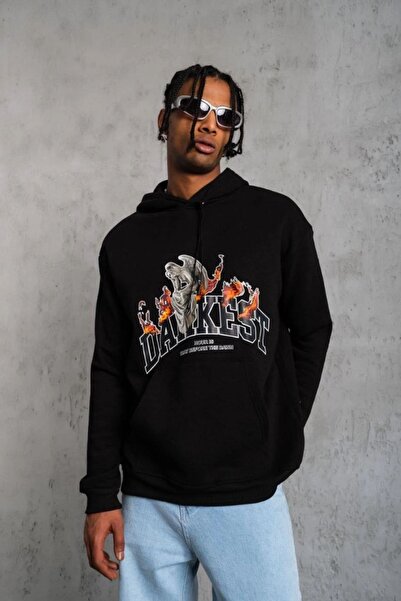 Hiccup Janes Oversize Hooded Sweatshirt with Text Print