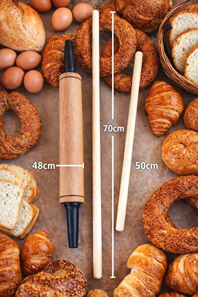 SWENCRAFT Ağaç Gürgen Dönerli Merdane Oklava Seti Doğal Ahşap Gözleme Baklava...