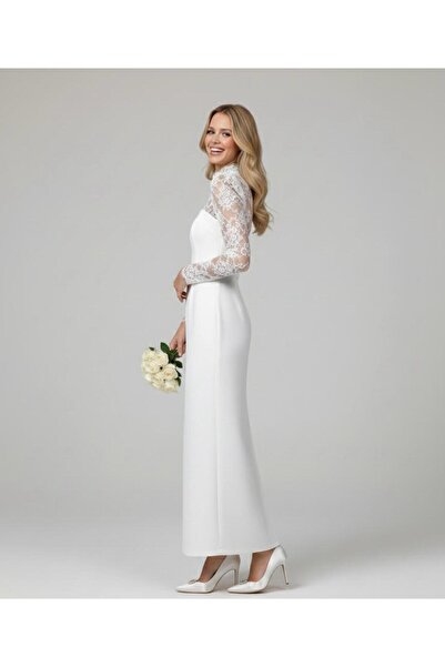 JOOHEM DANTEL DETAYLI KREP ELBISE