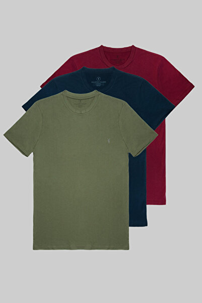 milidia Tricou pentru bărbați, basic, cu gât crew, din bumbac, croială normal...