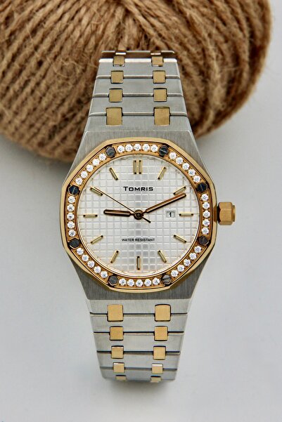 TOMRİS Stainless Steel, Water Resistant, Silver Color Band, White Dial Women'...