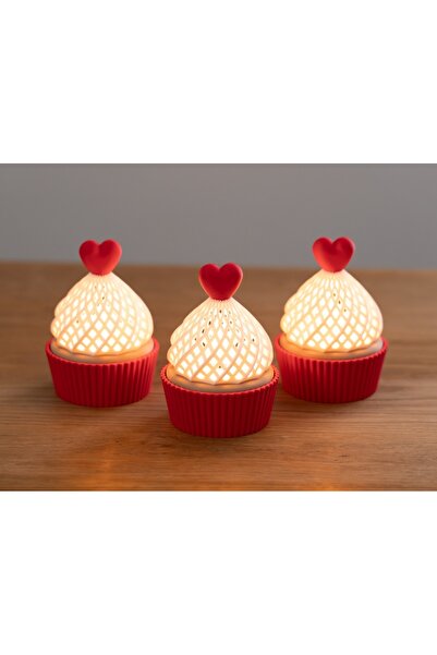 Silva Co Cupcake Tasarım Tealight LED Gece Lambası – Kalpli Ambiyans Işık + L...
