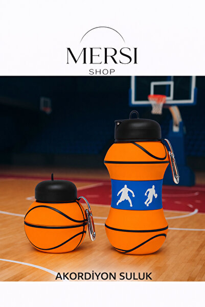 Mersi SHOP Basketbol Topu Tasarımlı Katlanabilir Akordiyon Su Şişesi – Spor v...