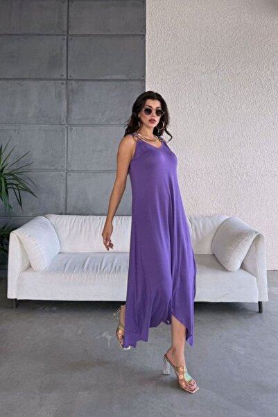 Hiccup Janes Asymmetrical V-Neck Sleeveless Midi Dress