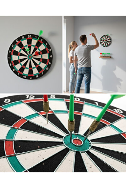 Lisinya 17 Inch Dart Board 4 Metal Dart Arrows - Tygoo