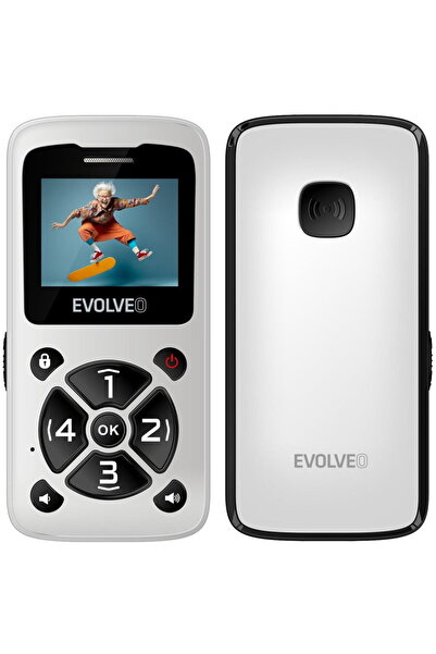 EVOLVEO EasyPhone ID, mobile phone for seniors, 24 MB RAM, 2G, White