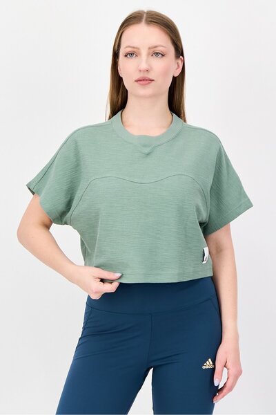adidas Women Regular Fit Short Sleeve Outdoor Crop T-Shirt, Sage Green