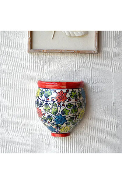 Generic Ceramic Wall Plant Holder with Colorful Decorations