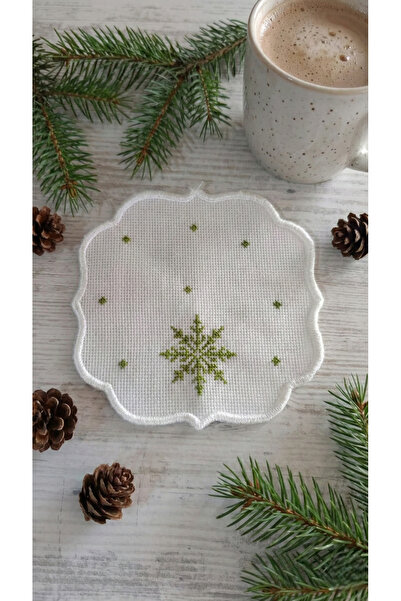 Talinhandmade Kaneviçe İşlemeli Sunum Peçetesi (15×15 cm) – Doğal Lif İğne İp...