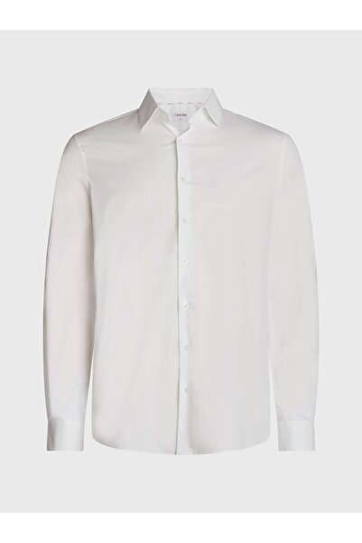 Calvin Klein POPLIN STRETCH REGUL, YAF Beyaz Erkek Gömlek
