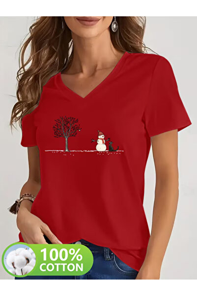 Cevval Tricou de damă cu decolteu în V, cu imprimeu fluid