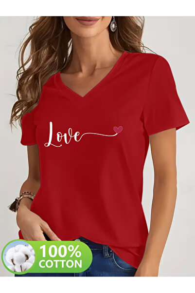 Cevval Women's V-Neck Draped Printed T-Shirt