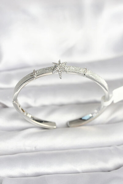 Skygo Brass Silver Color North Star Model Women's Handcuff Bracelet - Tj-Bb8092