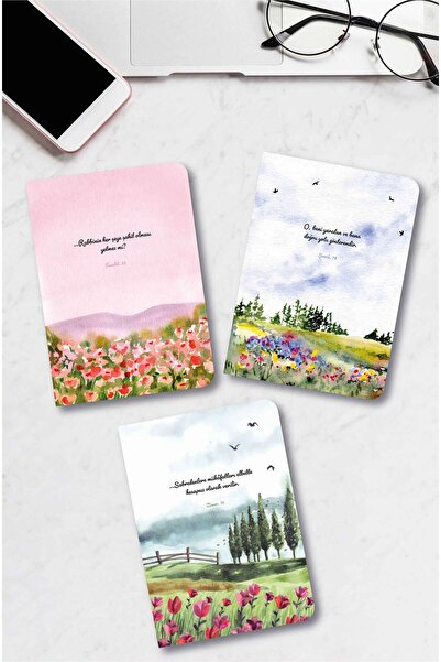 MuslimWalk Hayat – Suluboya Desenli – 3’lü Mininote Defter