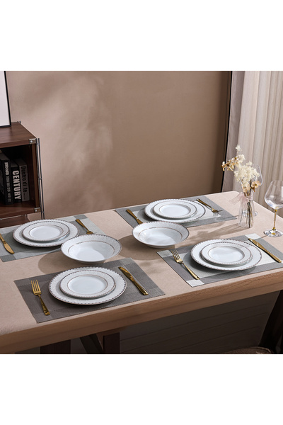 Malooki Golden Lace Heritage Porcelain Dinner Set for 6 People, 18 Pieces, Go...