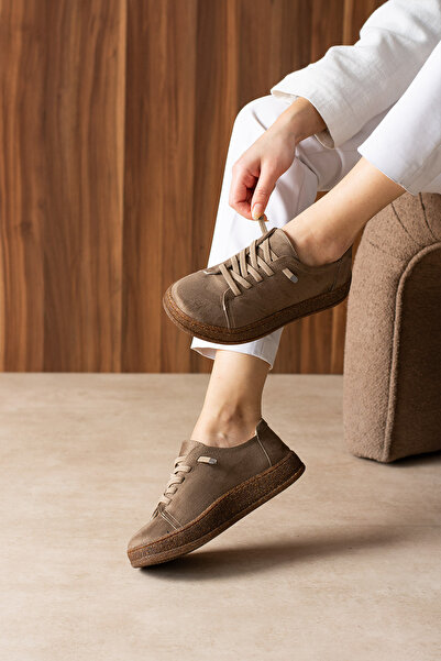 guijarro Women's Beige Suede Look Comfortable Casual Sneaker Shoes with Rubbe...