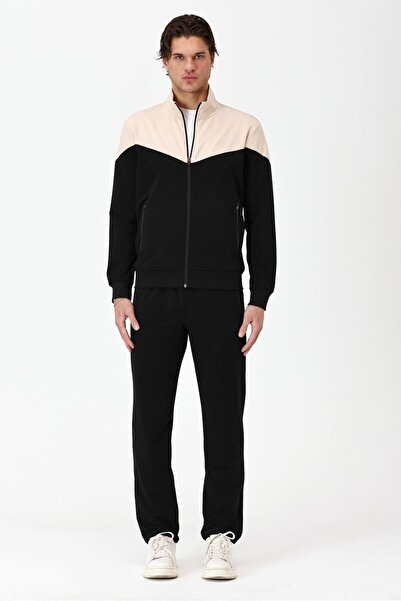 Shooter Sportswear Navy Blue - Beige Elite Seasonal Men's Tracksuit Set Comfo...