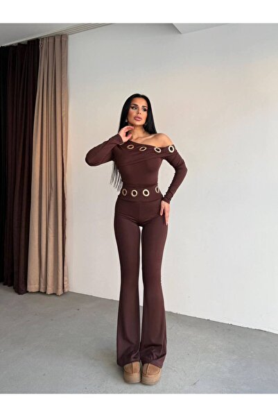 Bak'ap Premium Design Trendy Studded Blouse-Pants 2-Piece Set