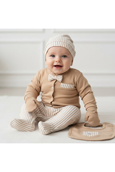 milay's life home collections Baby Boy 0-3 Months Bow Tie Striped 100% Cotton...