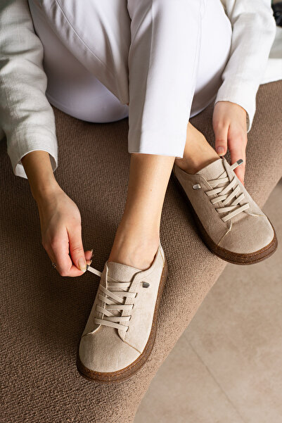 guijarro Women's Beige Suede Look Comfortable Casual Sneaker Shoes with Rubbe...