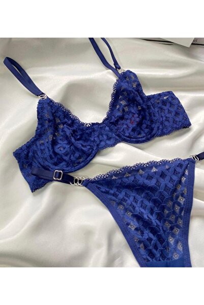 Velvet noir Dantelli Bralet Takım