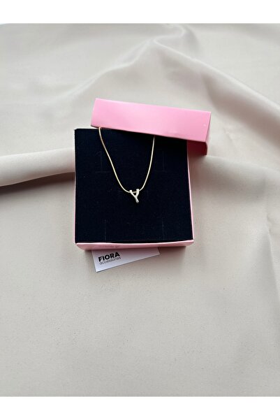 FIORA AKSESUAR حرف Y ثلاثي الأبعاد مع صندوق خاص، قلادة من الفولاذ على شكل بال...