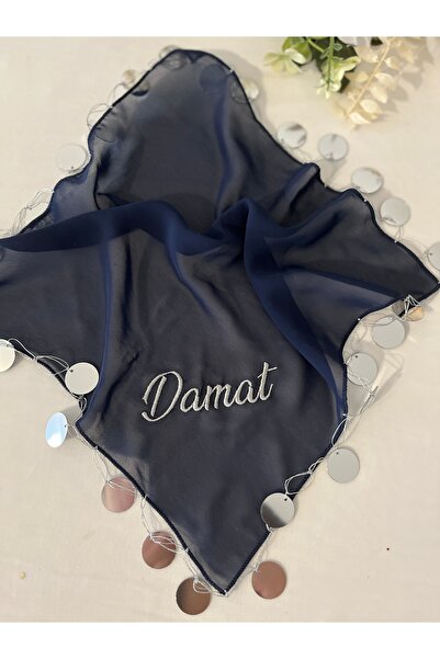 LE FANTASİA 1Adet - Nakışlı Şifon Kumaş- Damat Yazılı Halay Mendili - Laciver...