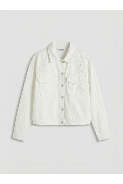 LC Waikiki Μπροντερί Λεπτομερές τζιν μπουφάν για κορίτσια από το UZG STORE γι...