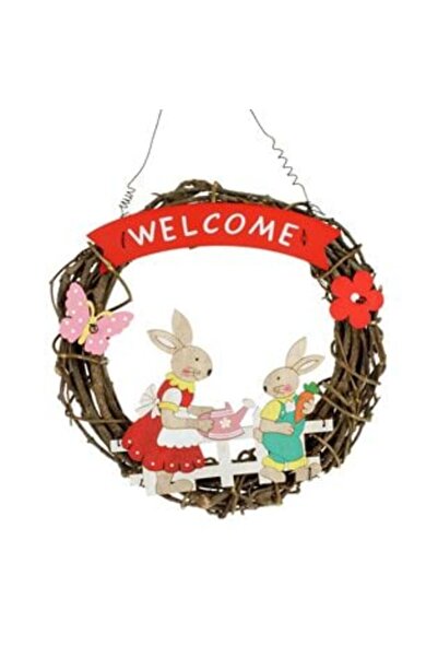 OEM Easter Decorative Wreath Welcome Bunnies 28 cm