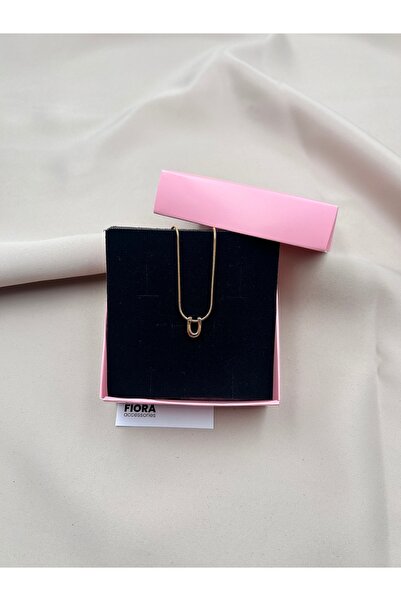 FIORA AKSESUAR حرف U خاص مع صندوق، قلادة ثلاثية الأبعاد على شكل بالون من الفو...