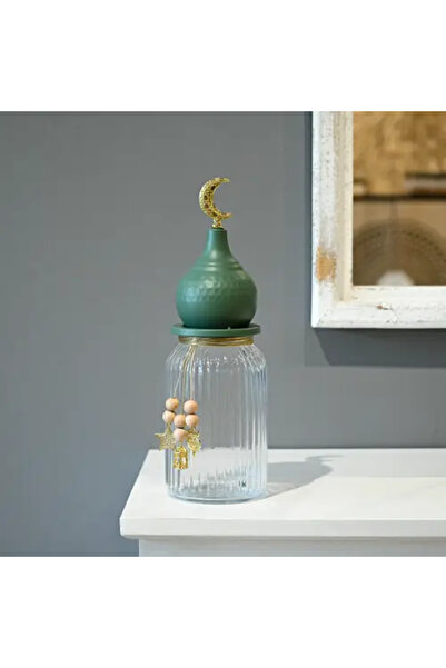 Generic مرطبان زجاجي رمضاني بغطاء من الهلال الأخضر
