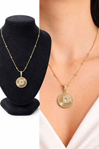 Bittox Kadınlara Özel Harfli Yuvarlak Uclu Altın Renk Kolye-Hediyelik Zarif Z...