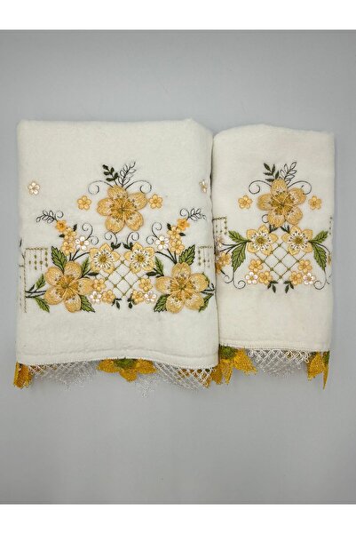 Şatilli Handmade İğne oyalı 3d Nakışlı kadife Analı-kızlı 50x90 yüz&30x50 mut...