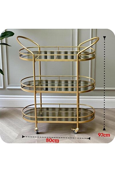 DEC39 Luxury three-tiered glass serving trolley