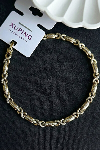 Modacaprea Xuping 14K Sonsuzluk Taşlı Kadın Bileklik – 20 cm | Altın Renk Kar...