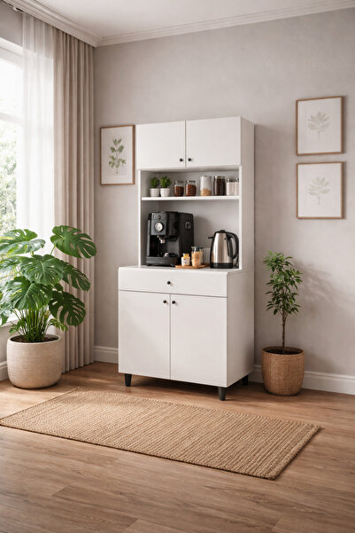 uğurranza Modern Kahve Köşesi Dolabı – Raflı Çok Amaçlı Kahve Ünitesi | Mutfa...