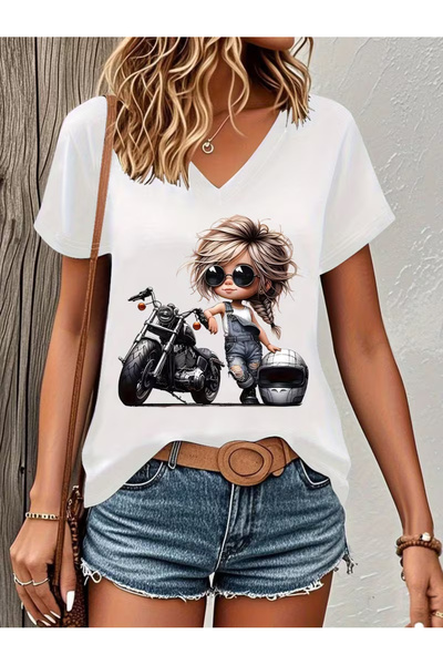 Cevval ЖІНОЧА ФУТБОЛКА З ВИРІЗОМ НА ГРУДЯХ І ПРИНТОМ