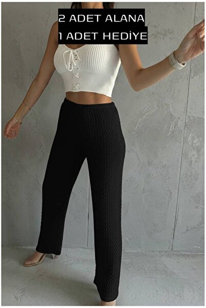 BTN BURUTEKİN 99 YAZ VE BAHARLIK, LASTİKLİ ESNEK CEPSİZ PALAZZO BOL KESİM PAN...