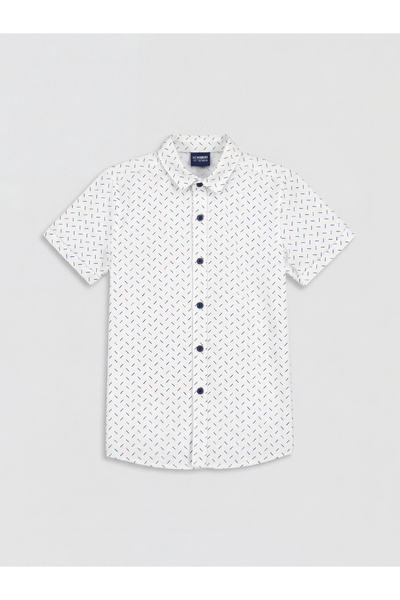 LC Waikiki White Short Sleeve Patterned Boy's Shirt