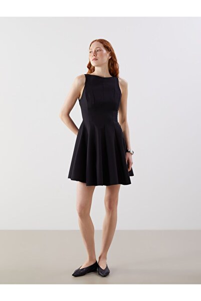 LC Waikiki Lcw Vision Black Crepe Flared Mini Dress