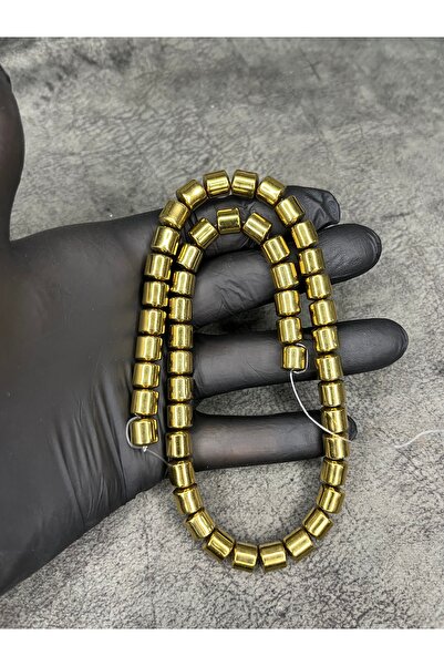 Mos Tespih 1 низка от цилиндрични полирани златни хематитови камъни 8x8 мм ес...