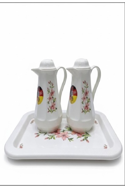 Generic German thermos set with white floral tray