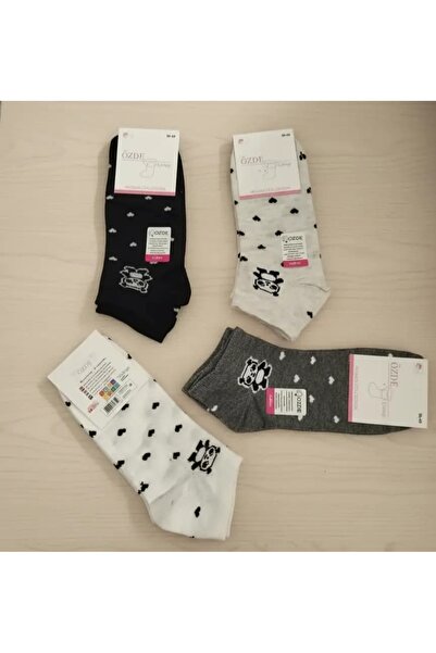 EfemİcGiyim Panda-Heart Patterned Mixed Color Seasonal Cotton Booties Socks 1...