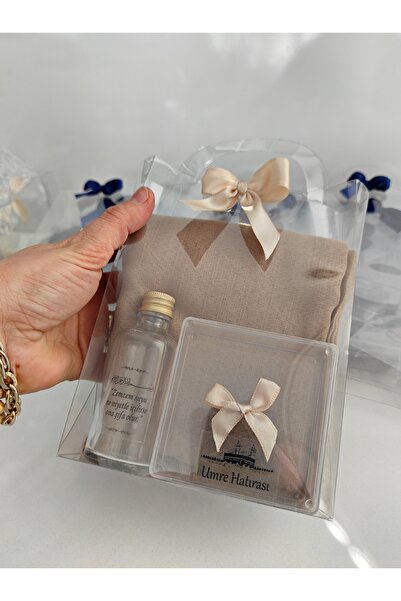 Rüya Çantalı Hurma kabı, zemzem şişesi ve tülbent hediye seti (10 adet)