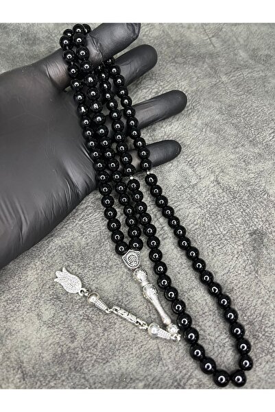 Mos Tespih 99-piece 8mm premium black pearl natural glass rosary